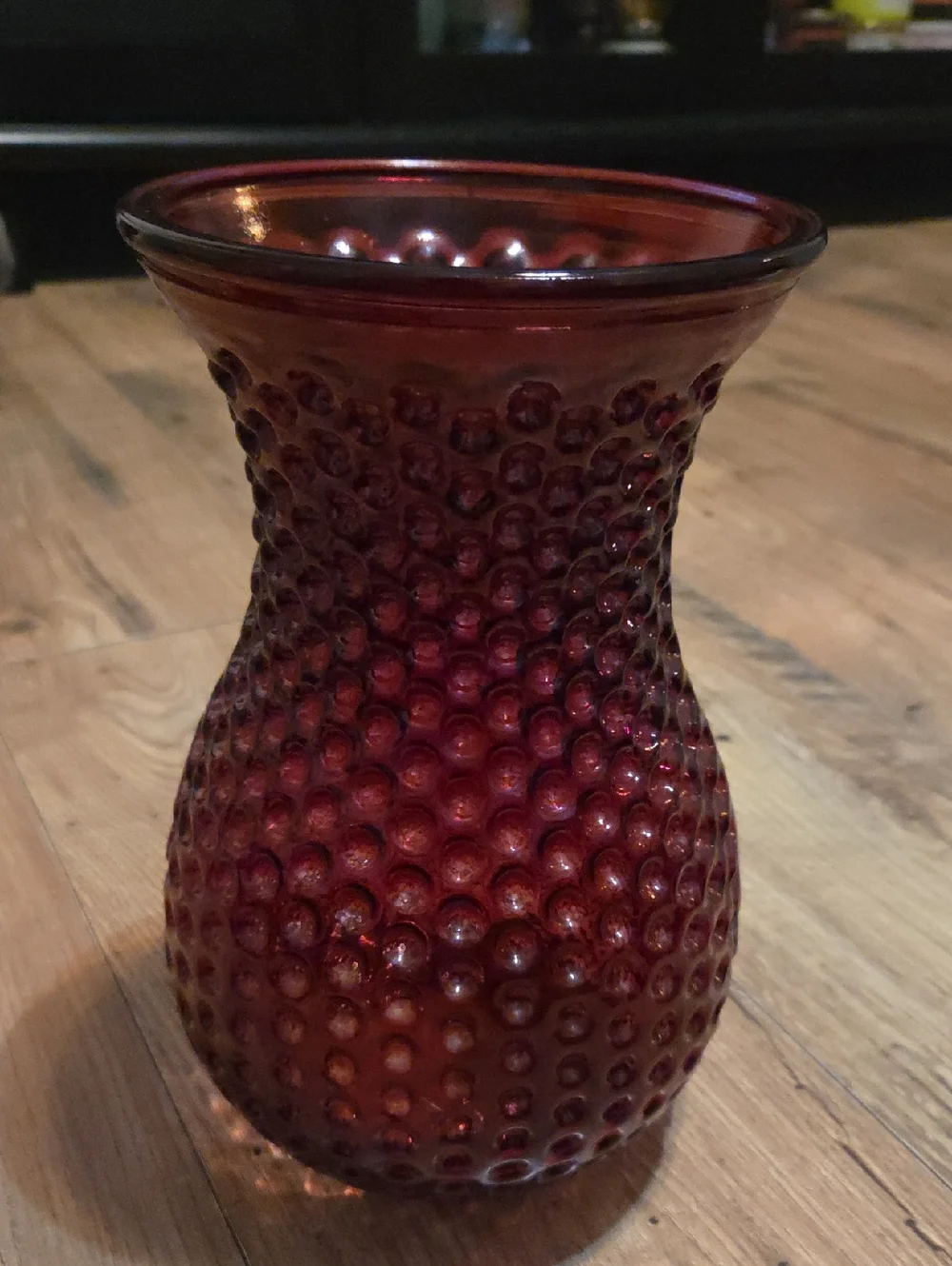 Cranberry Bubble Glass Vase - Decorative Home Accent